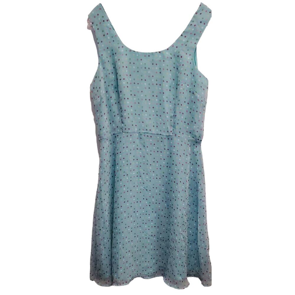 Dressbarn Petite Sleeveless Sumer Time Blue Polka Dot Midi Dress Size 12P